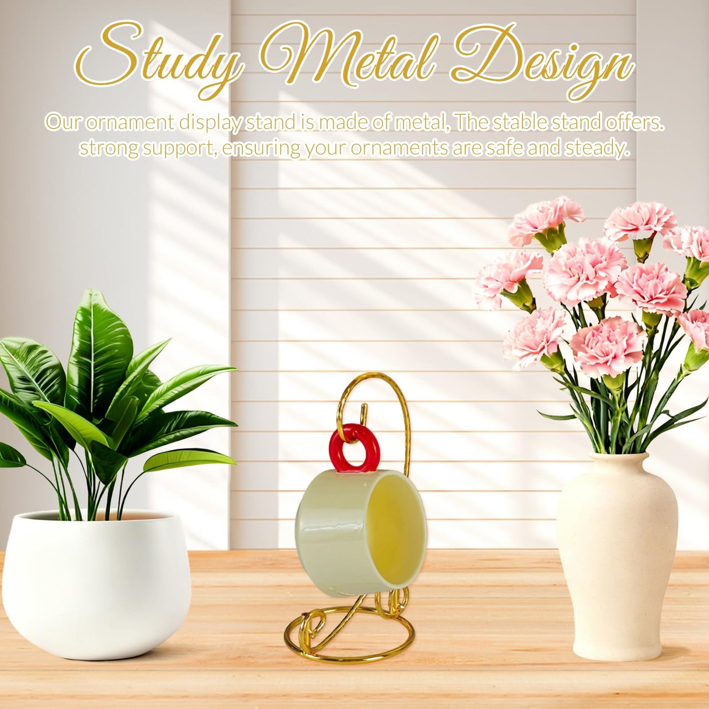 Plmmwd 2 Pcs Ornament Display Stand - Small Twisted Ornament Hanger Stand Holder Hanging Terrarium Holder Plants Witch Ball Wedding Party Ornaments Perfect for Home and Office Decor Gold 7.5" H