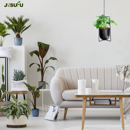 JUSUFU Metal Plant Hanger,Hanging Planters Indoor Hanging Flower Pots (Black)