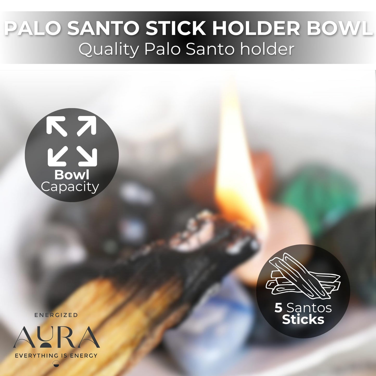 5 Palo Santo Sticks - Palo Santo Holder - Palo Santo Burner - PaloSanto Sticks with Holder - Palosanto Stick - Meditation Accessories