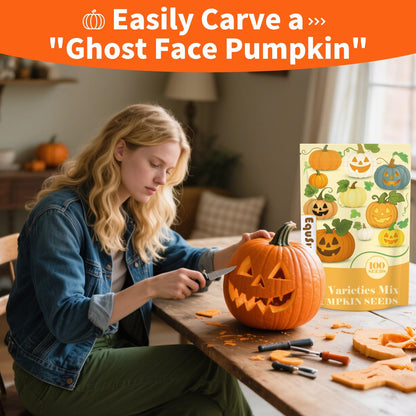 10 Variety Mix Pumpkin Seeds for Planting - 100 Heirloom Seeds, Baby Boo, Blue Jarrahdale, Jack Be Little, Jack O Lantern, Sugar Pie, Yellow Paris for Summer & Fall, Non GMO Pumpkin Seed