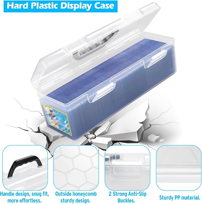 SUNEZLGO Storage Box For Toploader, Trading Card Storage Box, Card Storage Box Plastic, Playing Card Case, Large For Toploaders 200 Cards 750, Fit For Toploader and Standard Card