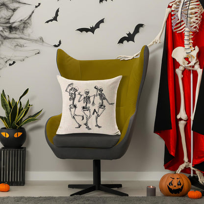 MFGNEH Halloween Decorations Skull Pillow Covers, Home Decor Cotton Linen Sofa Throw Pillow Case Cushion Cover 18" x 18"