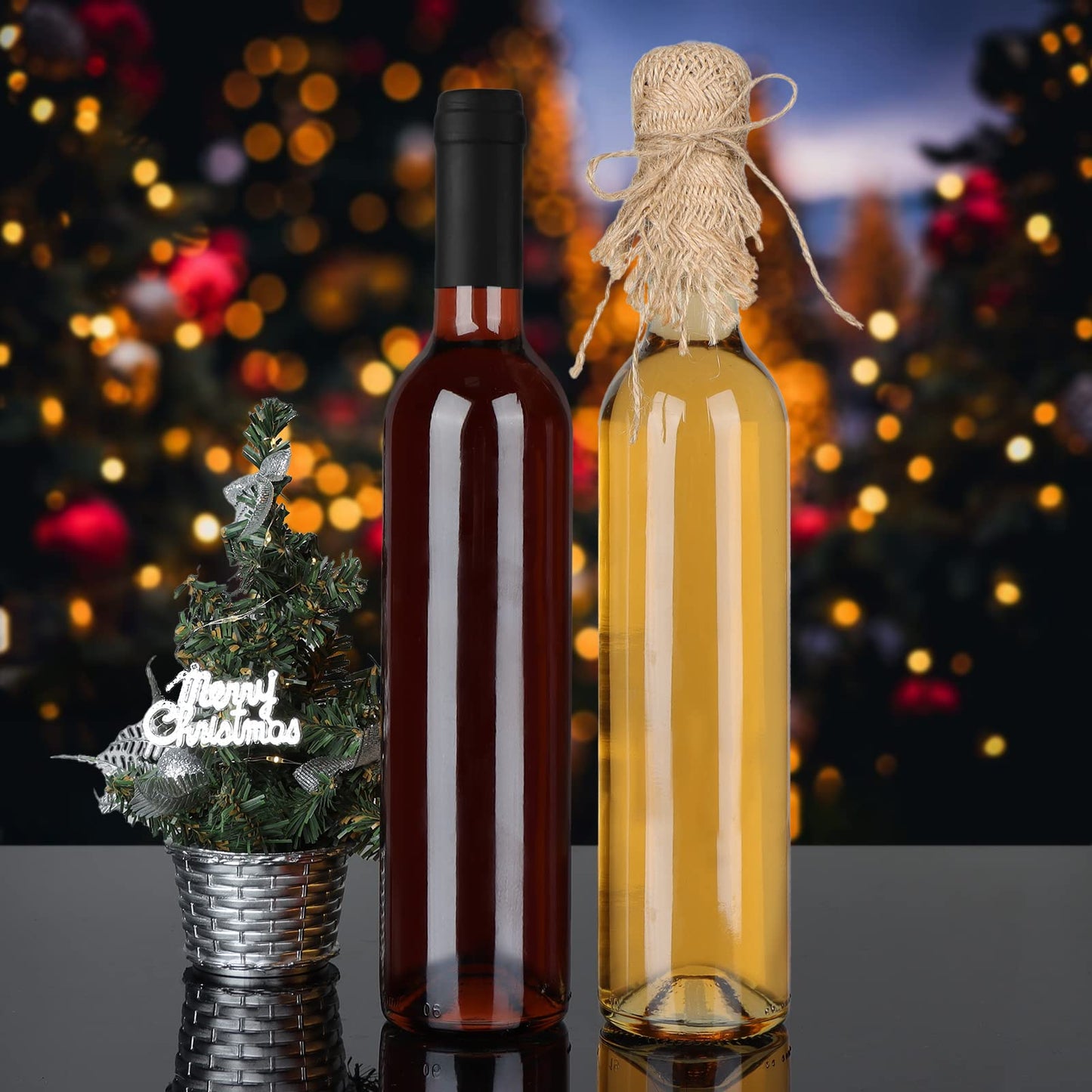 GUANENA 12 Pack 16oz Clear Glass Bottles with Cork Lids and PVC Shrink Capsules, 500 ml Empty Home Brewing Wine Bottles with Funnel for Sparkling Wine, Juice, Kombucha, Beverages