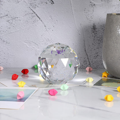 OwnMy 80MM Clear Crystal Suncatcher Ball Sparkle Crystal Suncatcher Prism Rainbow Makers Sphere, Faceted Glass Globe Sphere Paperweight Window Sun Catcher Gazing Ball for Garden Decor