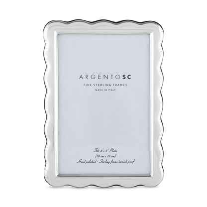 Argento SC Scalloped Sterling Silver Picture Frames - Handmade in Italy, Tarnish-free, Silver Picture Frame with Dual Easel for Portrait & Landscape Display, Exceptional Gift for Any Occasion (4 X 6)