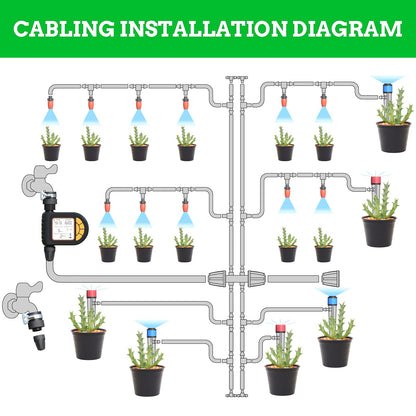 Automatic Drip Irrigation System Kit - 226FT with LCD Timer, 3 Sprayer Types Automatic Garden Watering System, 1/2 Inch Hose 1/4 Inch Distribution Tubing Garden Watering Solution for Outdoor Plants