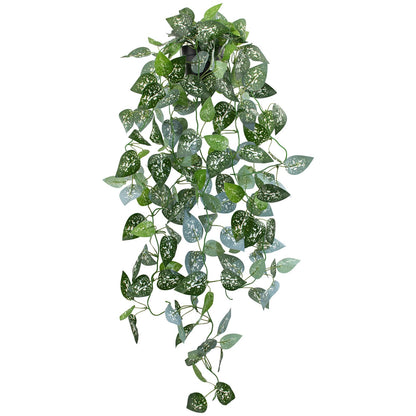 LOYWREE 39-in Long Fake Hanging Plant with Pot Faux Pothos Artificial Potted Plants Small Faux Ivy Vine Plant for Indoor Outdoor Aesthetic Office Living Room Shelf Decor (Black Pot)