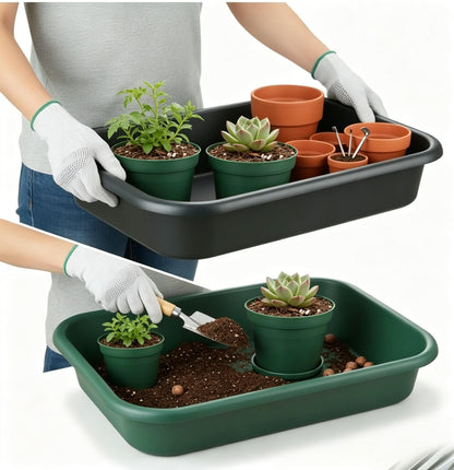 RooTrimmer 2Pcs of Potting Trays and 50 Pack 3inch Small nursey pots Set for Seedling, transplanting
