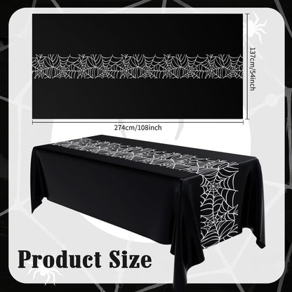 Remagr 3 Pcs 54 x 108'' Halloween Spider Birthday Party Tablecloth Plastic Disposable Table Cover Plastic Rectangular Tablecloth for Birthday Party Halloween Decoration Supplies (Black and White)