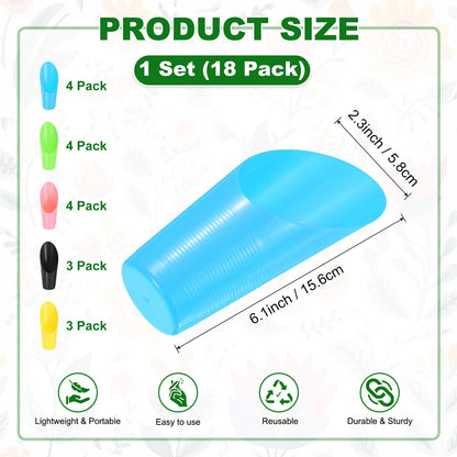M METERXITY 18-Pack Bonsai Soil Scoops, Plastic Garden Soil Scoops Bucket Shovel Potting Scoopers for Transplanting/Flower Planting/Plant Succulent, Colorful Small Gardening Tools [Multicolor]