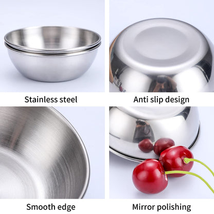 Onlycooker Sauce Cup 12 Piece Condiment Cups 3.2 Inch Stainless Steel Sauce Dish Dipping Bowl Small Seasoning Round Side Dish Bowls Plate for Appetizer Pinch Soy Sushi
