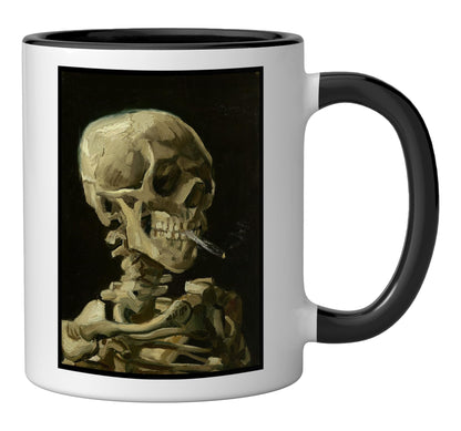 Vincent van Gogh Head of a Skeleton with a Burning Cigarette Ceramic Mug, Black/White