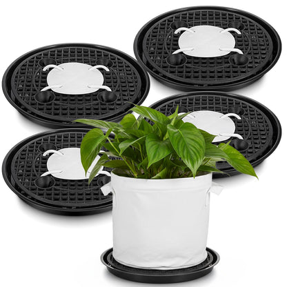 Yuanan 4 Pack 14 Inch Self-Watering Fabric Pot Base,Plant Saucers for Indoors, Plastic Plant Saucer Stand Elevated Plants Saucer Stand for Non-Woven Planter Flower Pot Growth Tent Indoor Outdoor