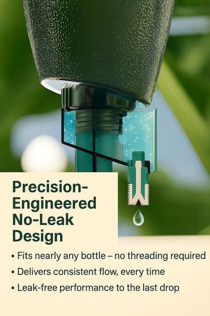 Premium Engineered, No-Leak, Adaptable Green Plant Watering Globes, 5 Pack Plant Stakes, Self Watering Spikes, Self Watering Planter Insert, Watering Bulbs for Indoor Plants, Vacation Plant Waterer