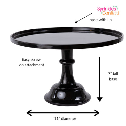 Sprinkles & Confetti 11" Black Melamine Cake Stand – Elegant Reusable Dessert Stand for Weddings, Birthdays, Graduations | Durable Cupcake Display & Smash Cake Plate for Stylish Celebrations