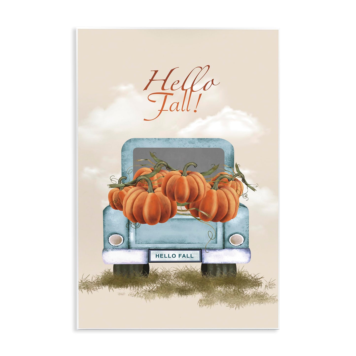 Stupell Industries 'Hello Fall Seasonal Autumn Pumpkins', Wall Plaque Art, 10 x 15 Inches, Easy to Hang and Sturdy, Made in USA, by Andrea Jasid Grassi
