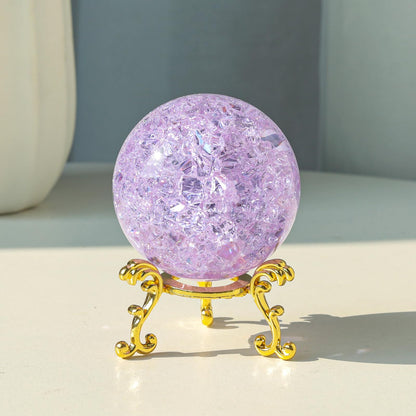 LONGWIN 60mm Ice Cracked Crystal Ball Decorative Glass Ball Home Decor Ornaments (Purple)