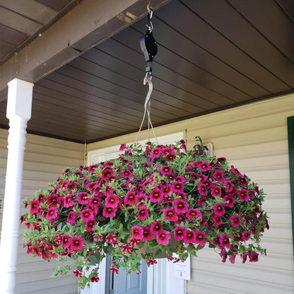 Orgrimmar Plant Pulley Retractable Pulley Plant Hanger Hanging Flower Basket Hook Hanger for Garden Baskets Pots and Birds Feeder in Different Height (Pack of 4)