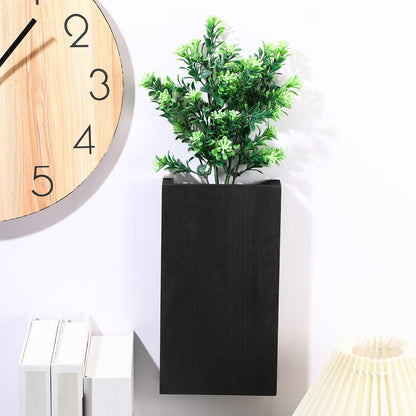 Vesici Wood Wall Planter Vase with Artificial Plants Indoor Plants Holder Pocket Farmhouse Wooden Wall Flower Vase Hanging Plant Decor for Bedroom Kitchen Office Home (2 Pcs,Milan Leaves)