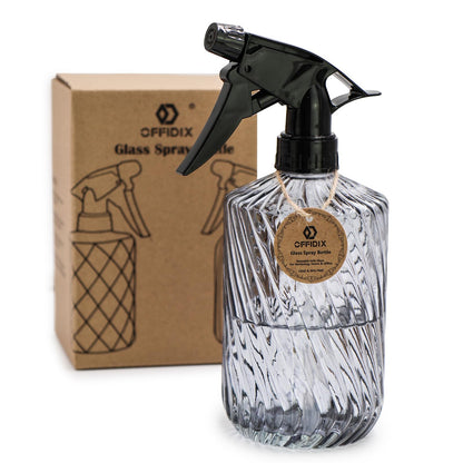 OFFIDIX Fine Mist Plant Mister,Handheld Pressure Glass Spray Bottles,0.45L/15.22oz Watering Can with Adjustable Nozzle for Outdoor Indoor Gardening and Cleaning Work(Diagonal Gray)