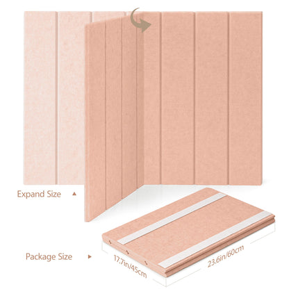 Lightomorrow Bulletin Board, 24 x 18 inches Felt Board Decorative Pin Board, 4' x 3' Cork Board Alternative for Wall, Foldable Photo Board with 20 Pushpins - Mauvey Pink Stripes