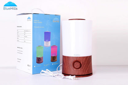 BlueHills Premium 2000 ML XL Large Essential Oil Diffuser Aromatherapy Humidifier for Large Room Home 40 Hour Run Huge Coverage Area 2 Liter Extra Large Capacity Huge Diffuser Wood Grain E005