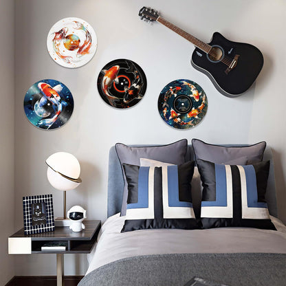 DOODLREAM 4PCS Koi Fish Vinyl Record Wall Decor 12" Hippy Koi Wall Art Posters for Room Aesthetic, Retro Record Decor for Music Party Studio Living Room DIY Craft Project