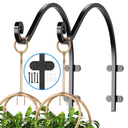 2Pack Heavy Duty Hanging Plant Brackets for Plants Basket Outdoor and Indoor, 16Inch Hanging Brackets Outdoor, 80lbs Holds Metal Plant Hanger Wall Hooks for Hanging Flower Pot Bird Feeder Lanterns