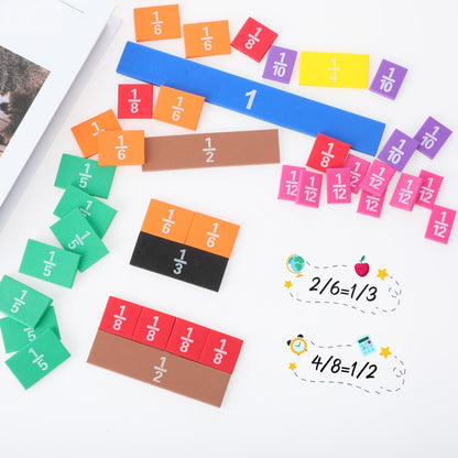 Sayglossy 16 Sets Fraction Tiles Set for Math Classroom Fractions Manipulatives Math Learning Manipulatives for Home School Supplies