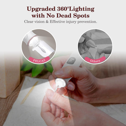 PELCAS Electric Nail Grinder, 10 Speeds Cordless Nail Drill with LED Light, Portable Manicure and Pedicure Kit, Nail File with LCD Screen for Human, Pet, Thick Toenails, Natural & Acrylic Nails Grey