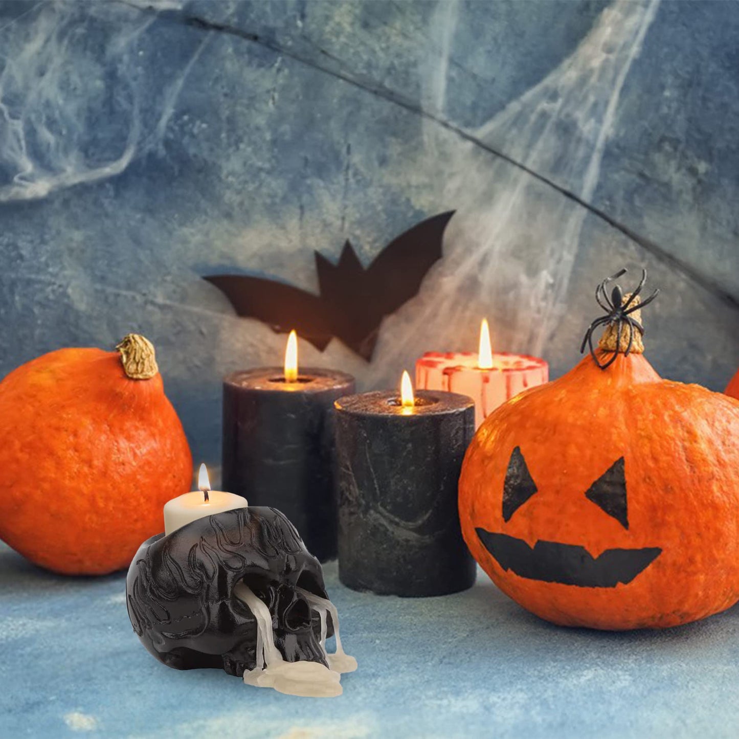 Skull Candle Holder Mold Tealight Candlestick Holder Resin Slicone Mold Crafts for Party Halloween Home Bar Decoration