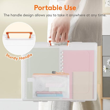 Lifewit 12 Pcs Board Game Storage Boxes, 11.9x8.7'' Paper Container with Secure Latch, Plastic Portable Organizer with Handle & Labels for File,Document,Puzzles, Cards, Art Supplies