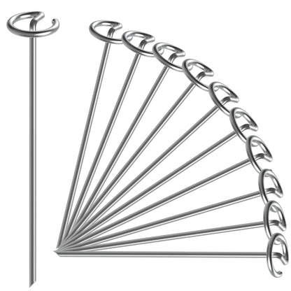 12 Inch 8 Gauge Circle Top Landscape Fabric Staples, HKKZYT 50 Pcs Galvanized Landscape Fabric Pins, Gardening Essentials Garden Weed Barrier Stakes Sod Staples for Outdoor