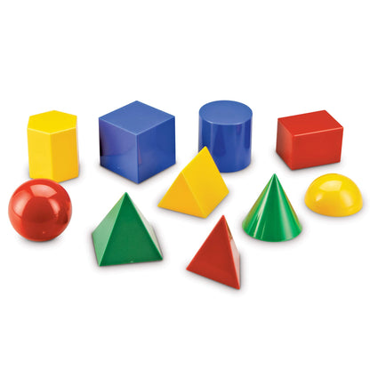 Learning Resources Large Geometric Shapes - 10 Pieces, Ages 5+ Learning Shapes, Geometric Solids, Kids Math Toys, Geometry for Kids