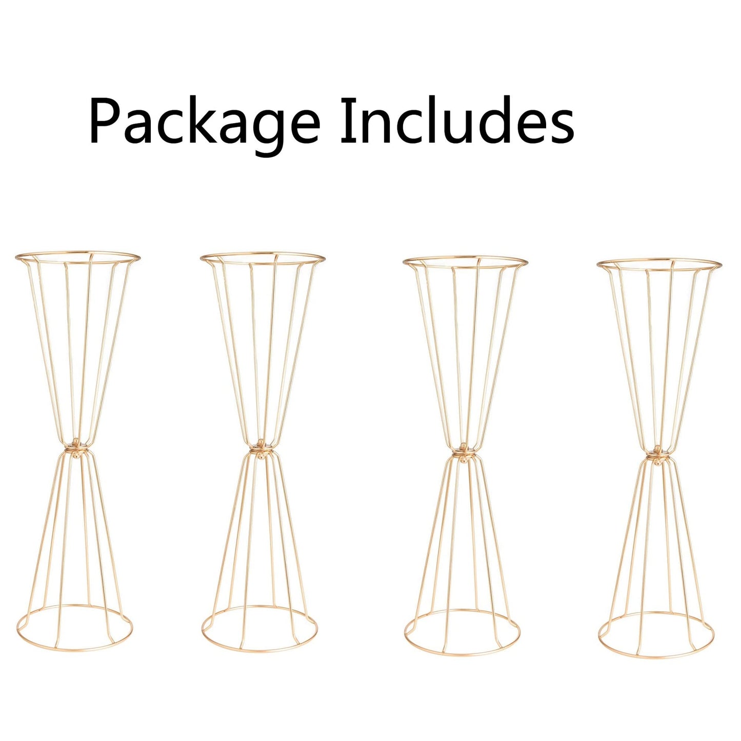 Gold Vases Centerpieces for Wedding Geometric Metal Flower Stand for Tables Bulk, 4pcs 23.6” Tall Trumpet Vases for Centerpieces Party Dinner Anniversary Ceremony