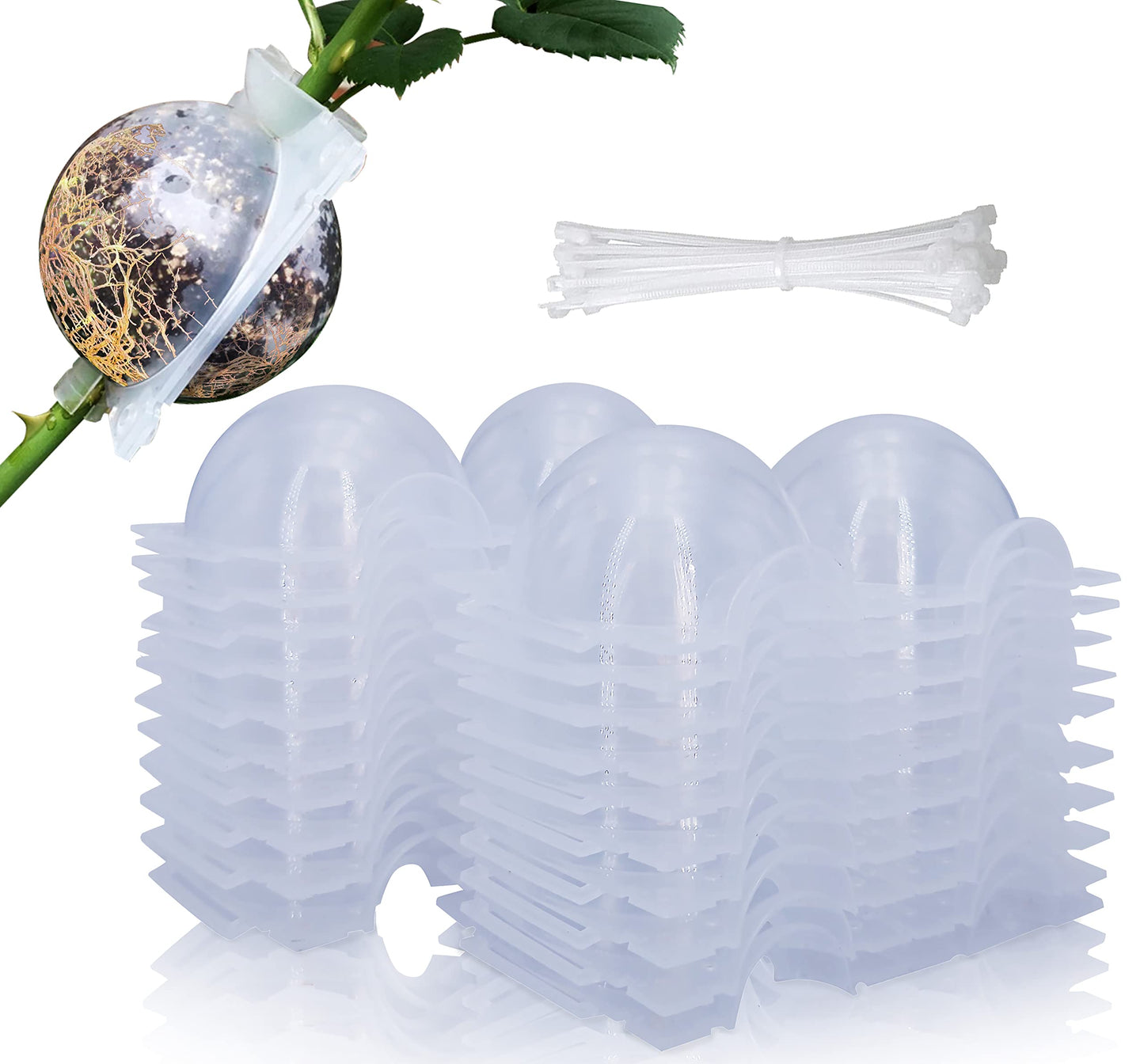 MIIIM 20 PCS Air Layering Propagation Kit with Zip Ties, Reusable Grafting Ball, Clear Air Layering Pods, Rooting Ball for Fast Propagation (Small)