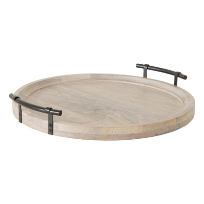 Kate and Laurel Bruillet Farmhouse Wood Round Lazy Susan Tray; 20 x 20; Natural; Wooden Countertop Organizer with Turning Lazy Susan for Kitchen Storage; Coffee Table; or Living Room Ottoman
