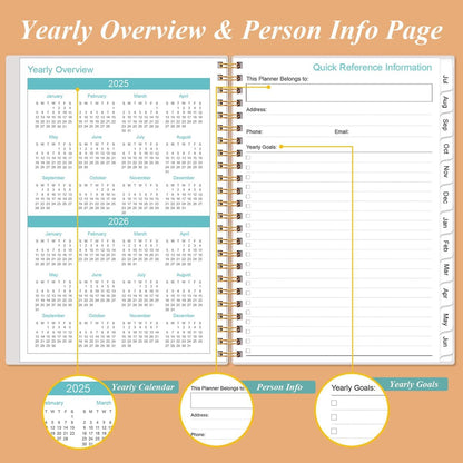 2025-2026 Appointment Book & Planner - A5 Daily Hourly Planner from July 2025 - June 2026, Weekly Appointment Book with 30-Minute Interval, Medium 6.4" x 8.5", Rose Flowers