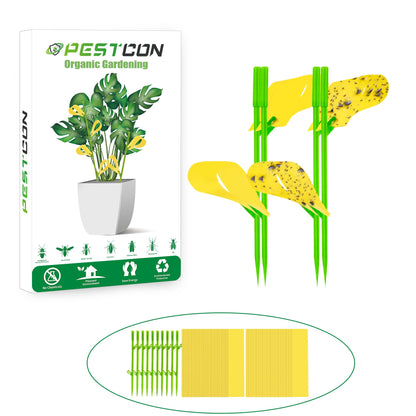 60PCS Yellow Sticky Traps for Plant Gnats Fungus Gnat Traps for House Indoor Fruit Fly Traps for Indoor/Outdoor Catcher for Whiteflies Mosquitoes Thrips Aphids... Stake Holders Included Dual-Sided