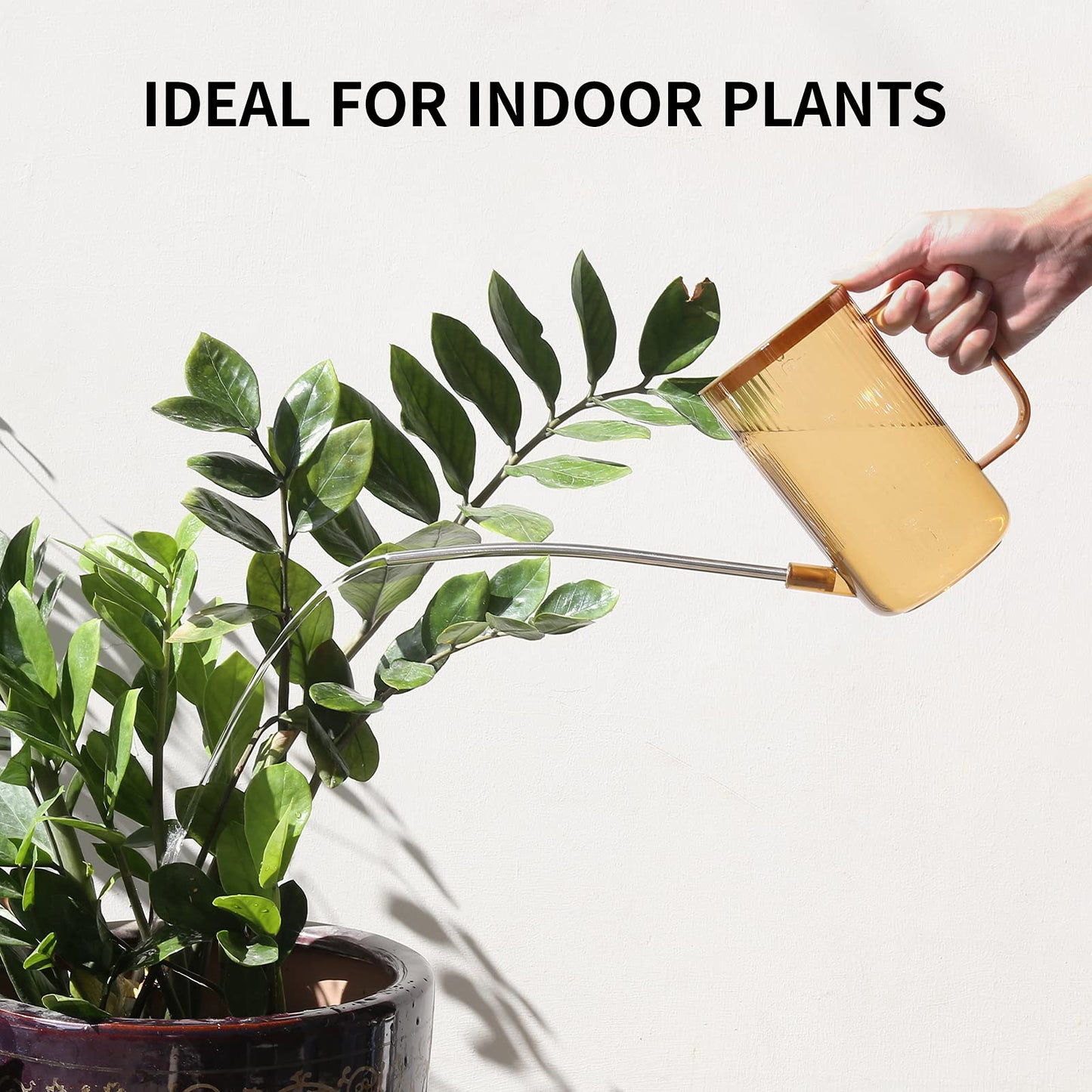 Watering Can Indoor Plants, ONEDONE Watering Can Long Spout Small Watering Can 34 oz, Plant Watering Can for Indoor Plants House Plants Garden Flowers w/Spray Bottle, Squeeze Bottle (Amber)