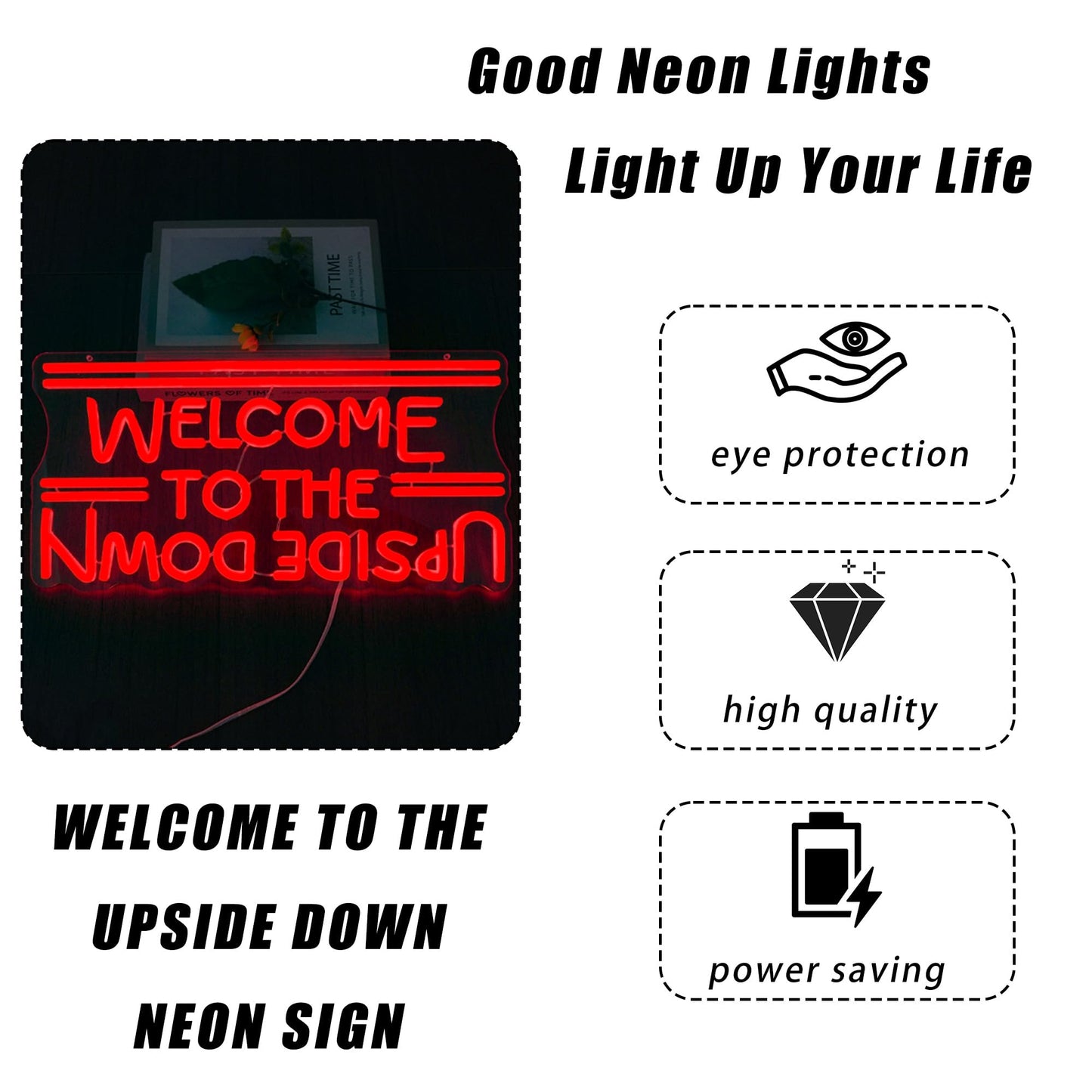 BMLOPZ Welcome To The Upside Down Neon Sign Dimmable Neon Lights for Wall Décor USB Powered LED sign for Bedroom Game Room Man Cave Great Gift for Birthday christmas etc;(16.4 * 8.3 inches)