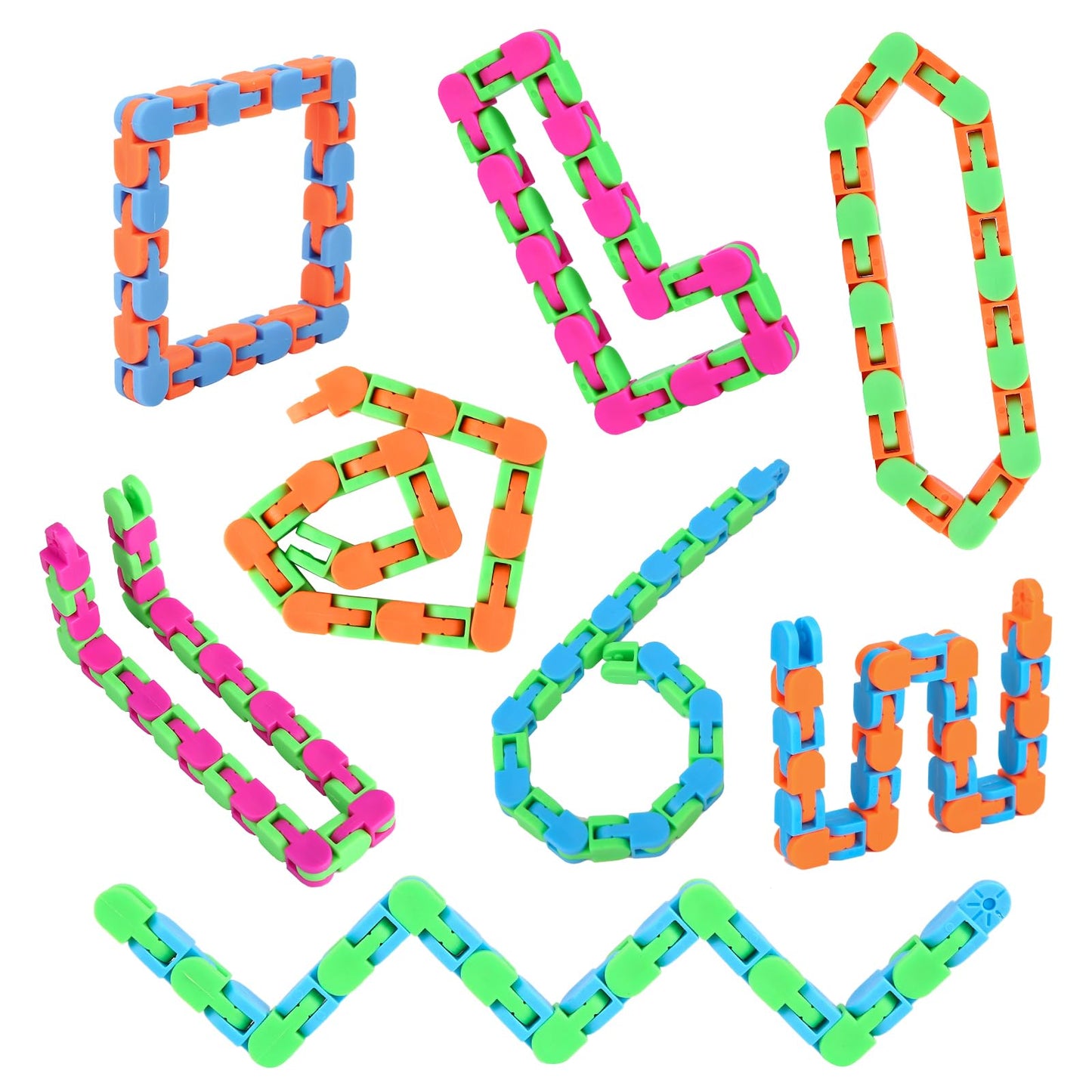 8Pcs Fidgets Wacky Tracks Fidget Toys for Kids Classroom Students Gifts School Prizes Stocking Stuffers Sensory Autism Snap Fidget Click Snake Toys for Adults Travel Stress Relief ADHD