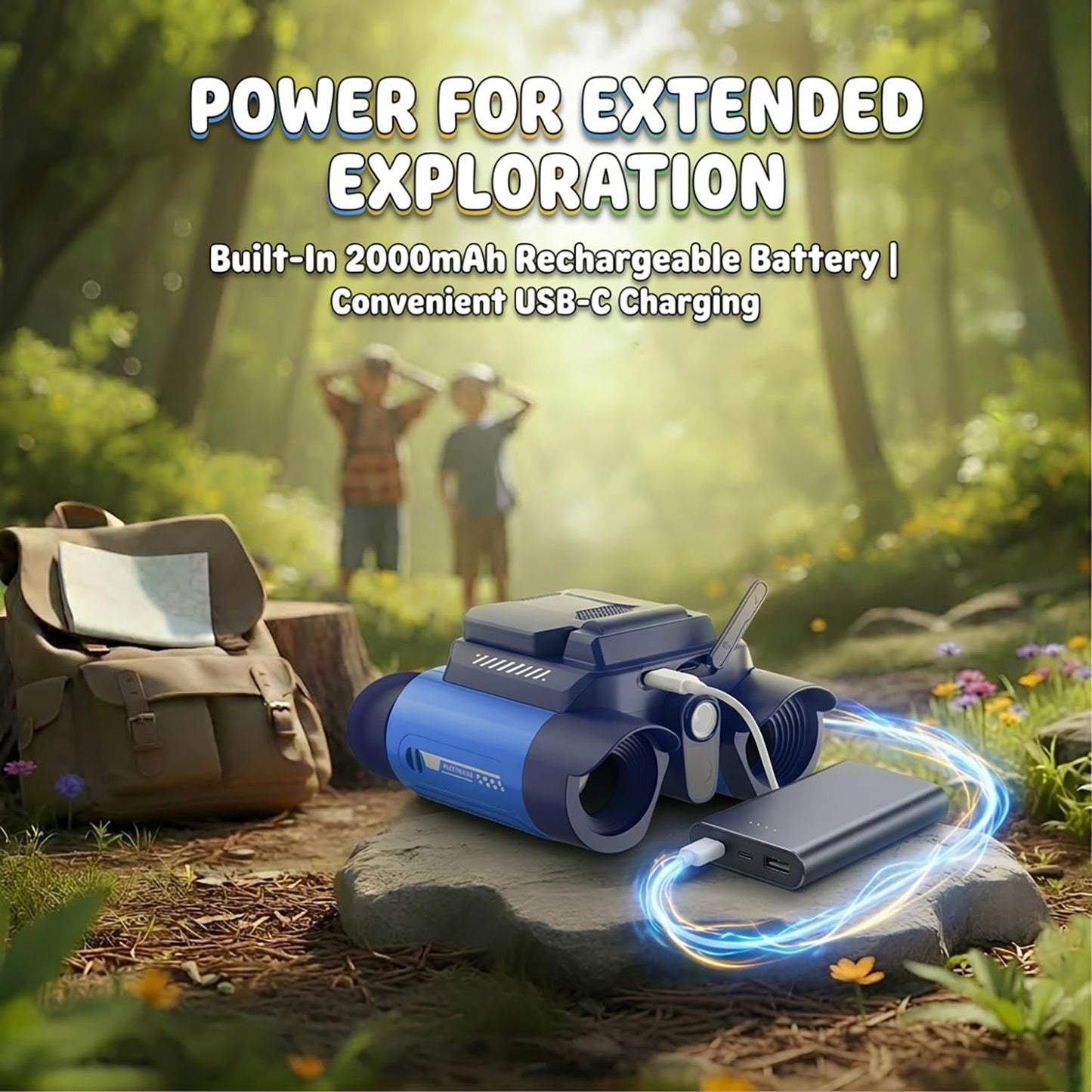 OAEBLLE Kids Binoculars with Night Vision Camera, 10X Zoom Digital Adventures Telescope with 2.4" IPS Screen, Nature Explorer STEM Toys for Bird Watching Camping, Gifts for Boys Girls Age 4-12 - Blue