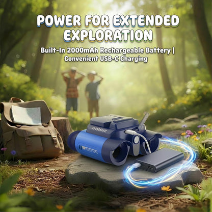 OAEBLLE Kids Binoculars with Night Vision Camera, 10X Zoom Digital Adventures Telescope with 2.4" IPS Screen, Nature Explorer STEM Toys for Bird Watching Camping, Gifts for Boys Girls Age 4-12 - Blue