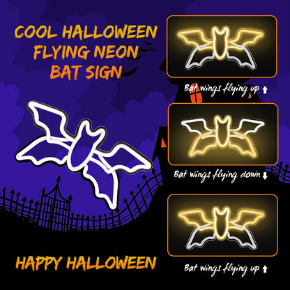 Halloween Neon Sign,Halloween Flying Bat Neon Light Sign with Adjustable Speed,for Wall Decor Bedroom Home Decor Bar halloween LED Decoration Light