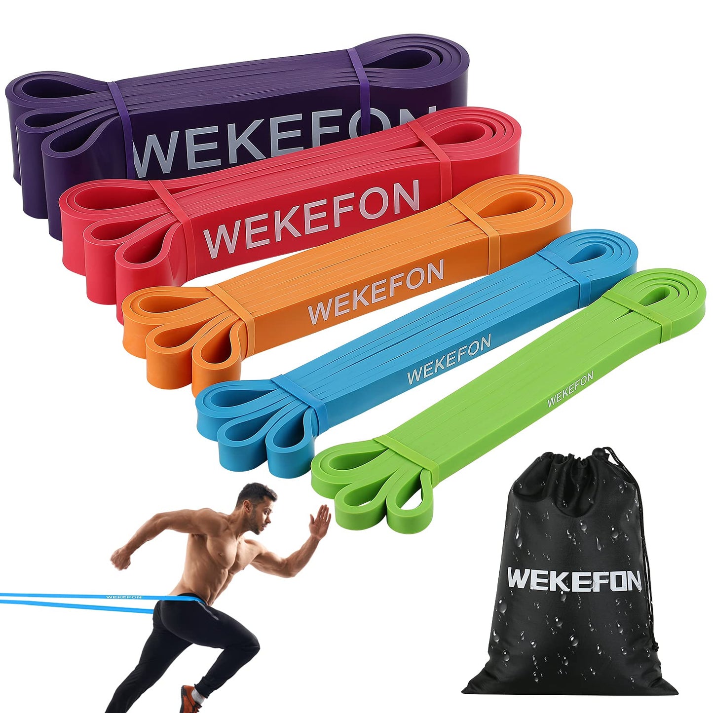 WEKEFON Pull Up Assistance Bands Set - Heavy Duty Resistance Bands for Men & Women, Crossfit, Fitness & Mobility Training Set of 5