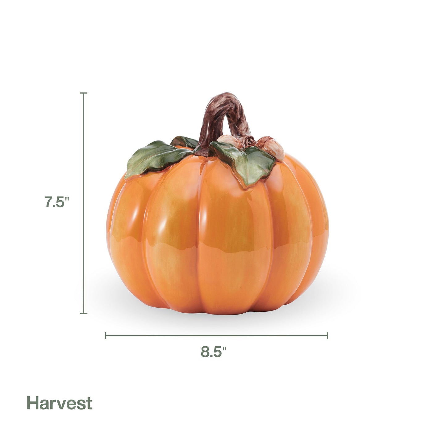 Fitz and Floyd Harvest Halloween Pumpkin Ceramic Figurine, 7.5 inch