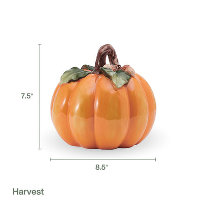Fitz and Floyd Harvest Halloween Pumpkin Ceramic Figurine, 7.5 inch