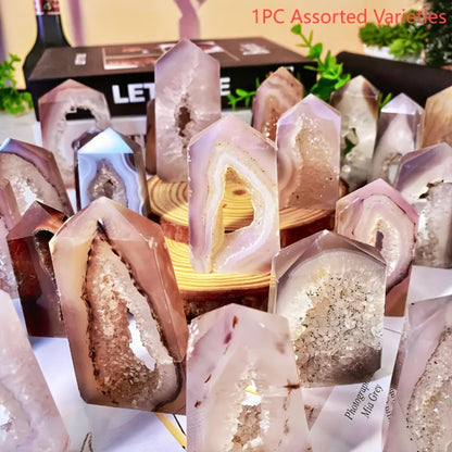 YOUNAIERZX Agate Geode Crystal Point Towers Healing Stones for Reiki Energy Grid Meditation and Spiritual Growth