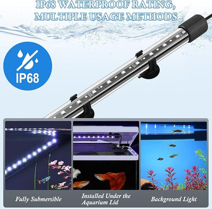 FEDOUR 22.8in Submersible Aquarium LED Light, 24/7 Mode Aquarium Lights with Full Spectrum RGBW LEDs, IP68 Waterproof Fish Tank Light with Dimming, Timming and Color Adjustable